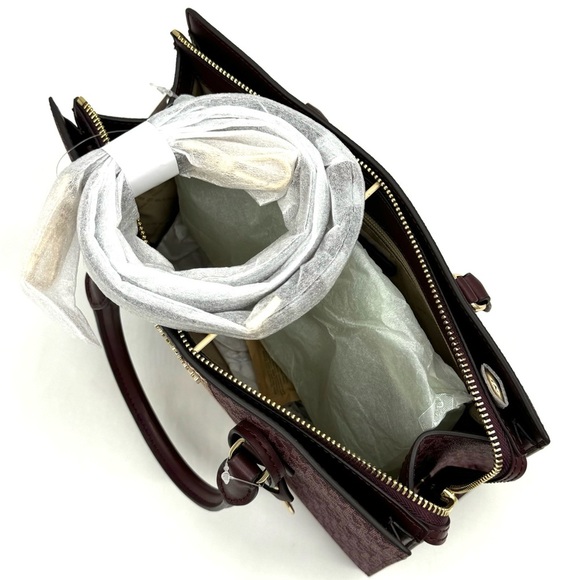 Michael Kors Sheila Medium Center Zip Satchel Bag Ox Blood Multi - Picture 8 of 11